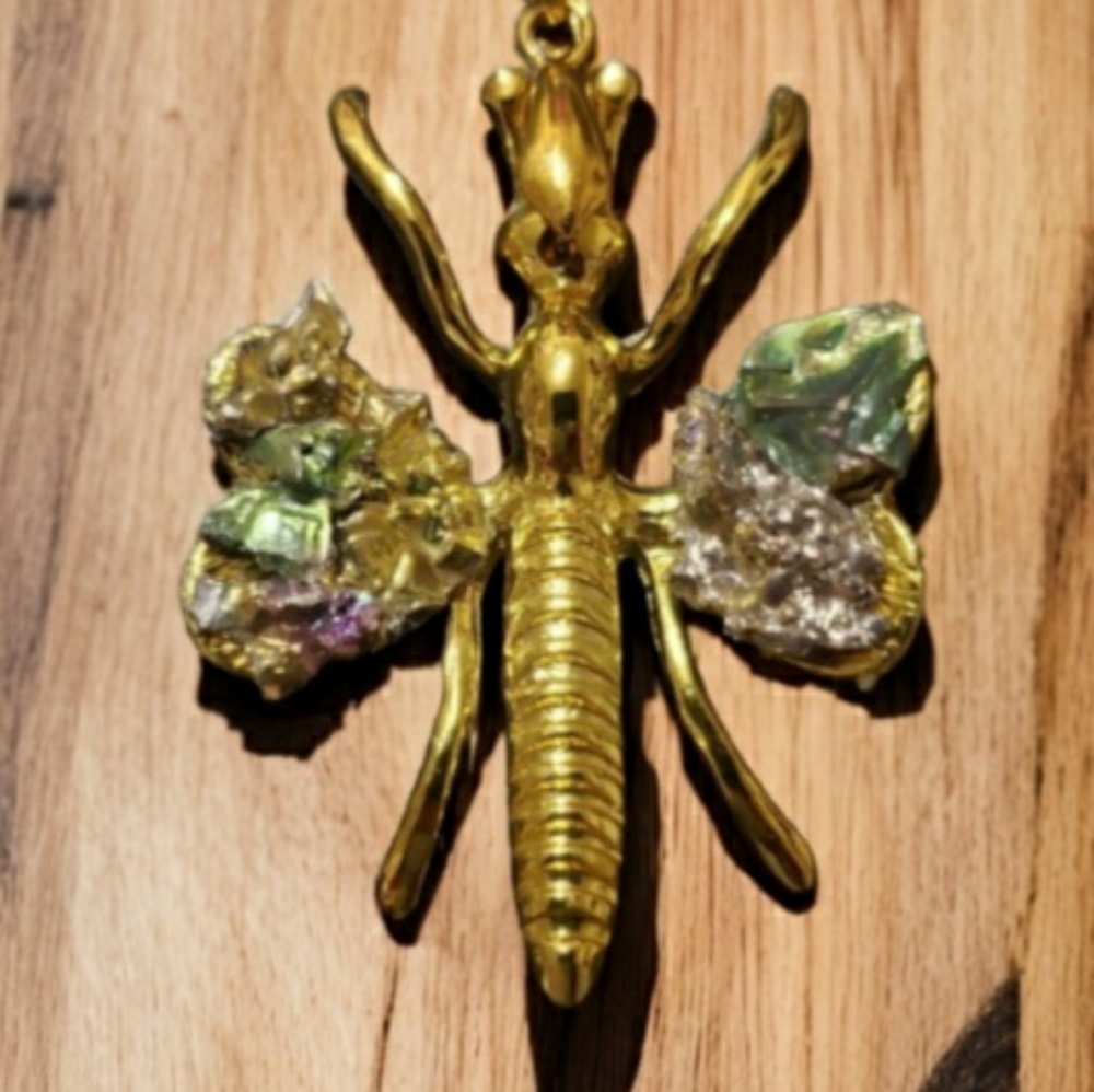 Bismuth Dragonfly Pendant Necklace - Picture 8 of 11